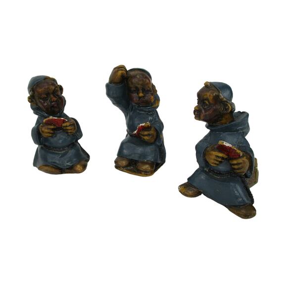 Vintage Monks Playing Poker - 5 Figures Wax or Resin UNIQUE! - Picture 6 of 9